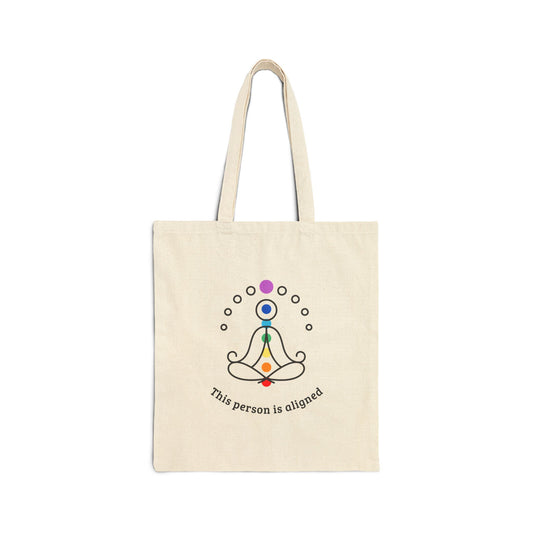 "This person is aligned" Regenera Cotton Canvas Tote Bag