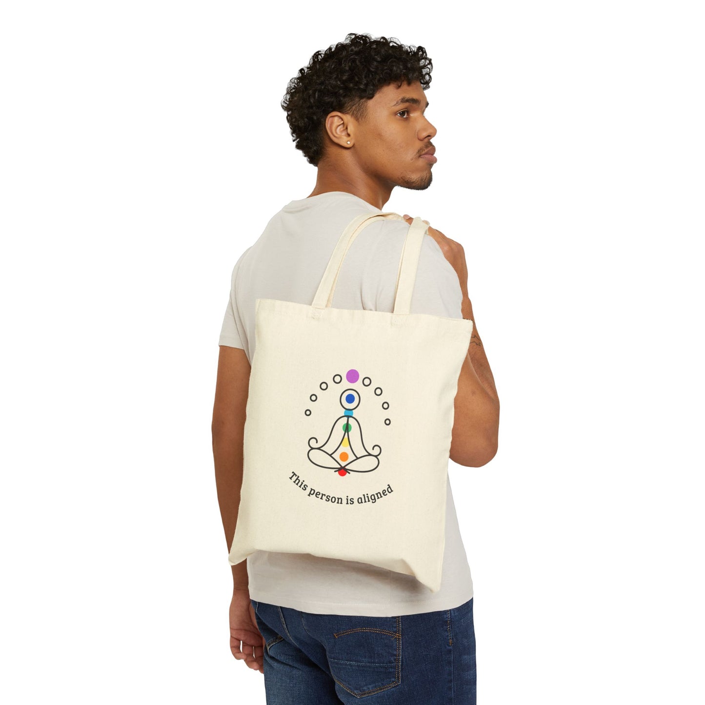 "This person is aligned" Regenera Cotton Canvas Tote Bag